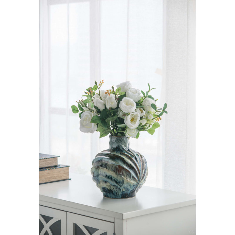 Vase bleu et brun
