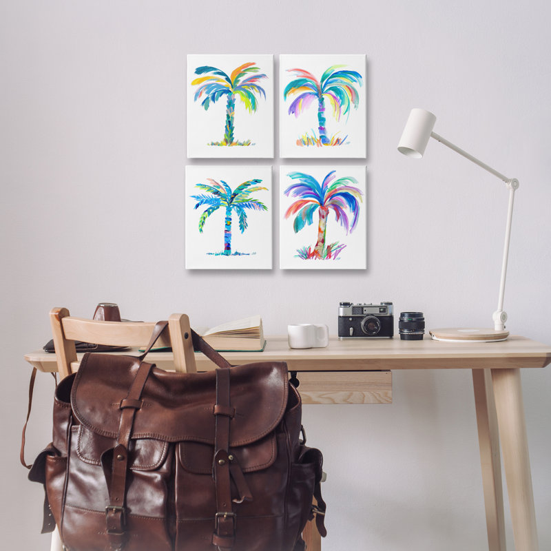 "Bold Palms", ensemble de 4 impressions sur toile par Julie DeRice, H 14 po x l 11 po