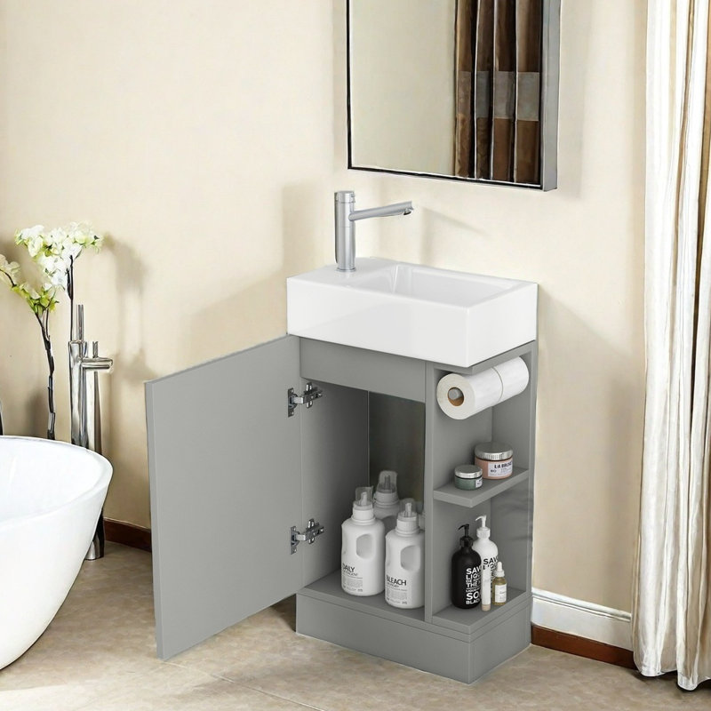 Base de meuble-lavabo simple 18,6 po seulement, Gris