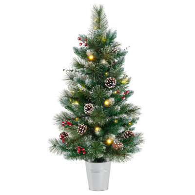 The Holiday Aisle® 3 FT Artificial Xmas Tree w/ 81 Branch Tips Eucalyptus Leaves Pine Needles