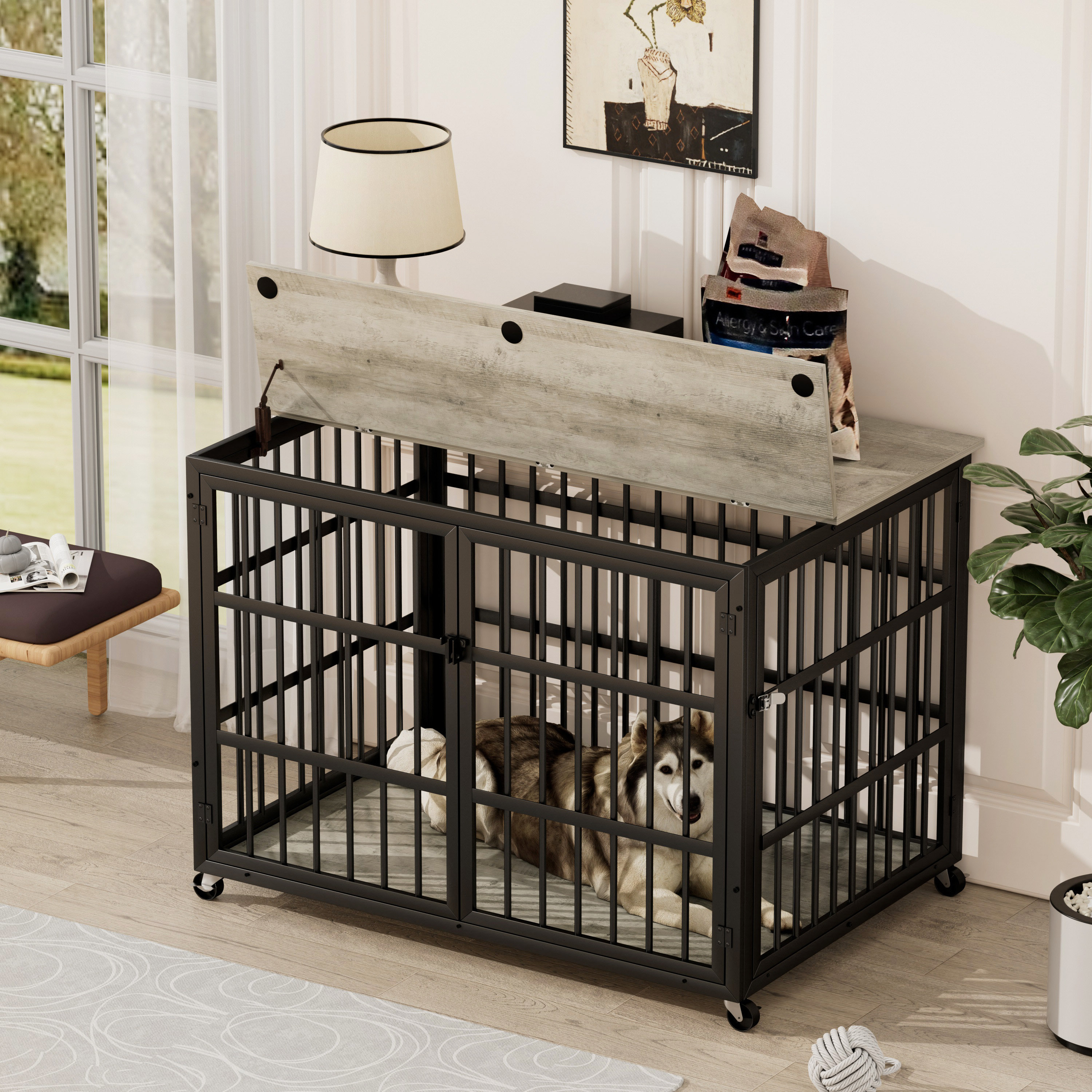 Archie & Oscar™ Furniture Style Dog Crate Wrought Iron Frame Door With ...