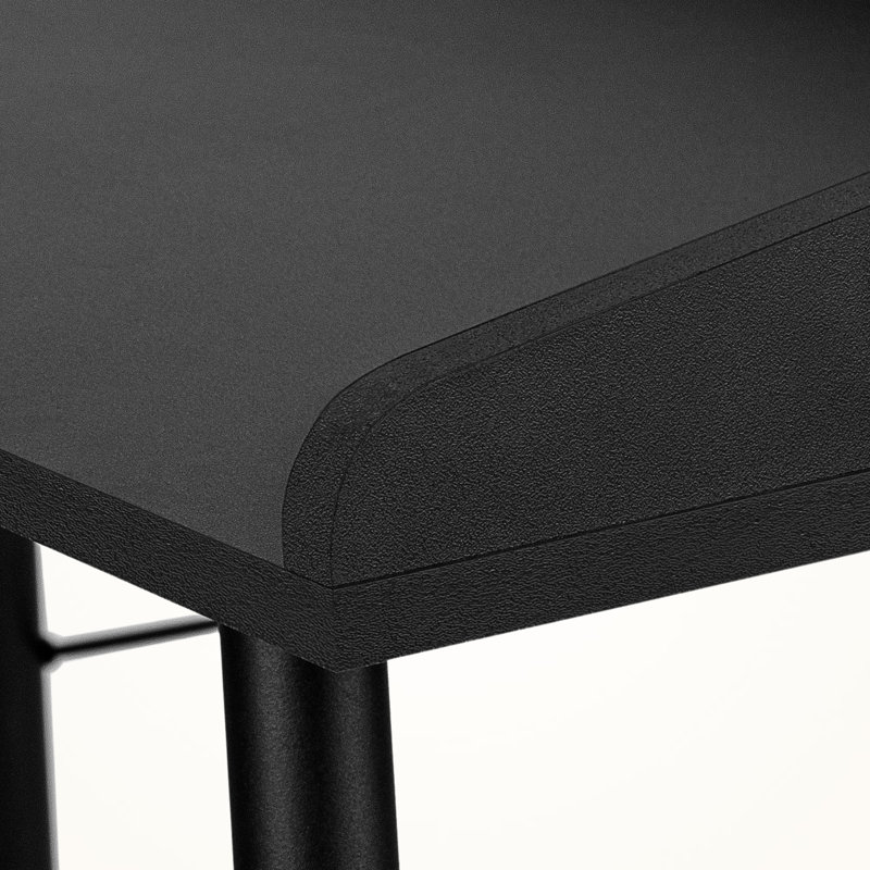 Vivaldi Black Finish Computer Desk With Hutch & Metal Leg, 33.77" H X 47.02" W X 23.6" D