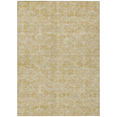 3' X 5' Gold Ivory And Beige Geometric Washable Indoor Outdoor Area Rug