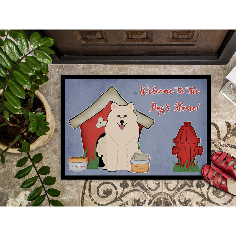Tapis d'extérieur antidérapant Rochelle Dog House Samoyed, Rectangle 1 pi 6 po x 2 pi 3 po