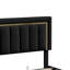 EU Double/King Velvet Ottoman Bed with Fluted Gold-Trim Headboard, Luxury Gas-Lift Storage Bed, Beige/Black, 140/160x200cm-2049530071-2049530056