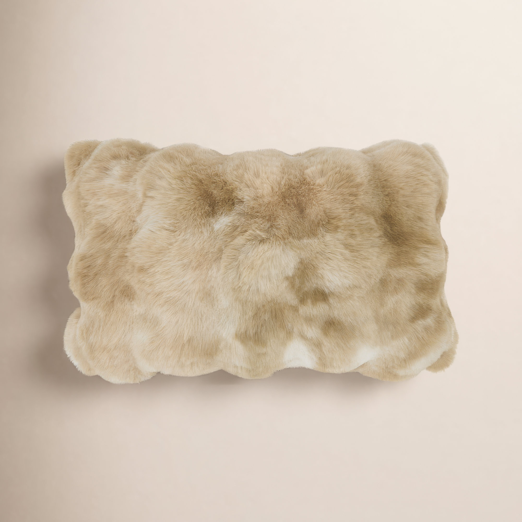 Cozy Bubble Faux Fur Pillow Cover, Down, Brown, Rectangle 12" H x 20" W