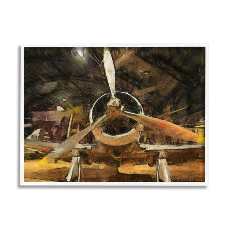 Scène de suspension abstraite, avion à hélice, avion, par Daniel Sproul - Peinture, Giclée encadrée blanc bord de mer