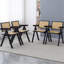 2 chaises noires avec accoudoirs, en bois d'hévéa massif avec tissage, léger et chaises de salle à manger en noir, fabriquées à partir de tissage, look élégant-1260406481