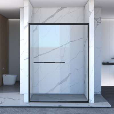 56 - 60"X70" Shower Door, Aluminum Frame, Double Sliding, 8Mm Tempered Glass, Black Hardware, Bathroom, Waterproof, Simple Install Strategy Sliding 60"X70", Frame With Process