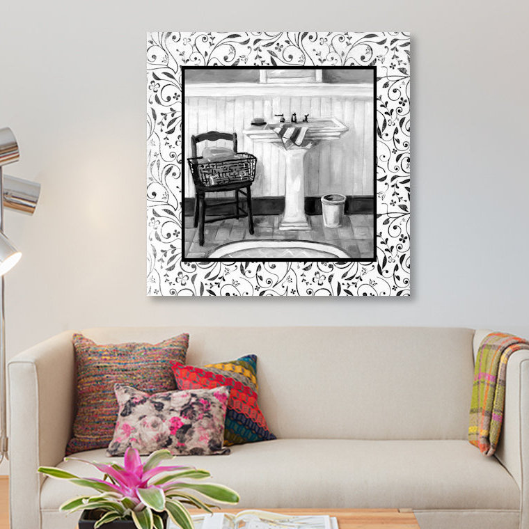« salle de bain ii », impression sur toile, H 12 po x l 12 po x P 0,75 po, Toile tendue, Pas de tapis