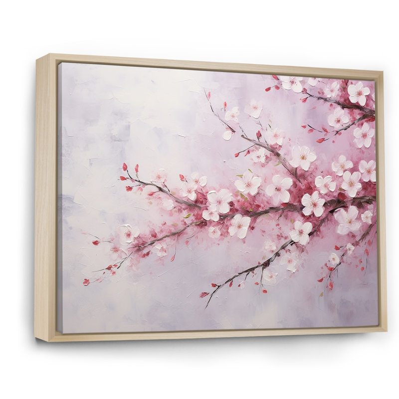 «Cherry Bliss Tree» sur toile, Cadre naturel flottant, 24" H x 32" W