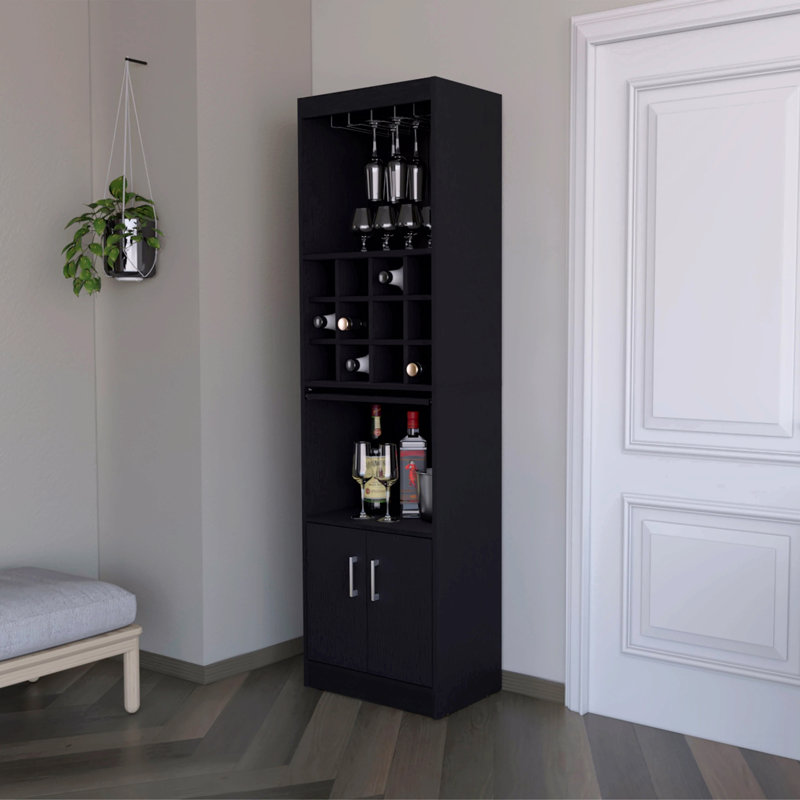 Bar avec rangement pour bouteilles de vin, Noir