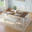 Ensemble de table de salle à manger extensible 6 pièces pour 6 personnes, ensemble de salle à manger de cuisine moderne avec 4 chaises rembourrées et 1 banc, ensemble de salle à manger à lattes en bois d'hévéa pour un usage familial-771576469-771576467