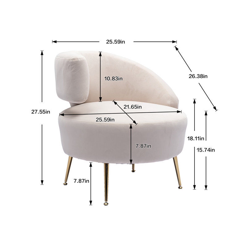 Fauteuil demi-tonneau en polyester 26,5 po Amatallah, Beige