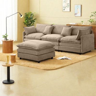 Canapés modulaires confortables, revêtement en chenille, style moderne, usage domestique