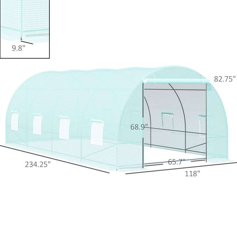 7' Garden Greenhouse, Steel Frame, 8 Windows, Quick Assembly Greenhouse Kit, With Heavy Duty Frame & Enclosure