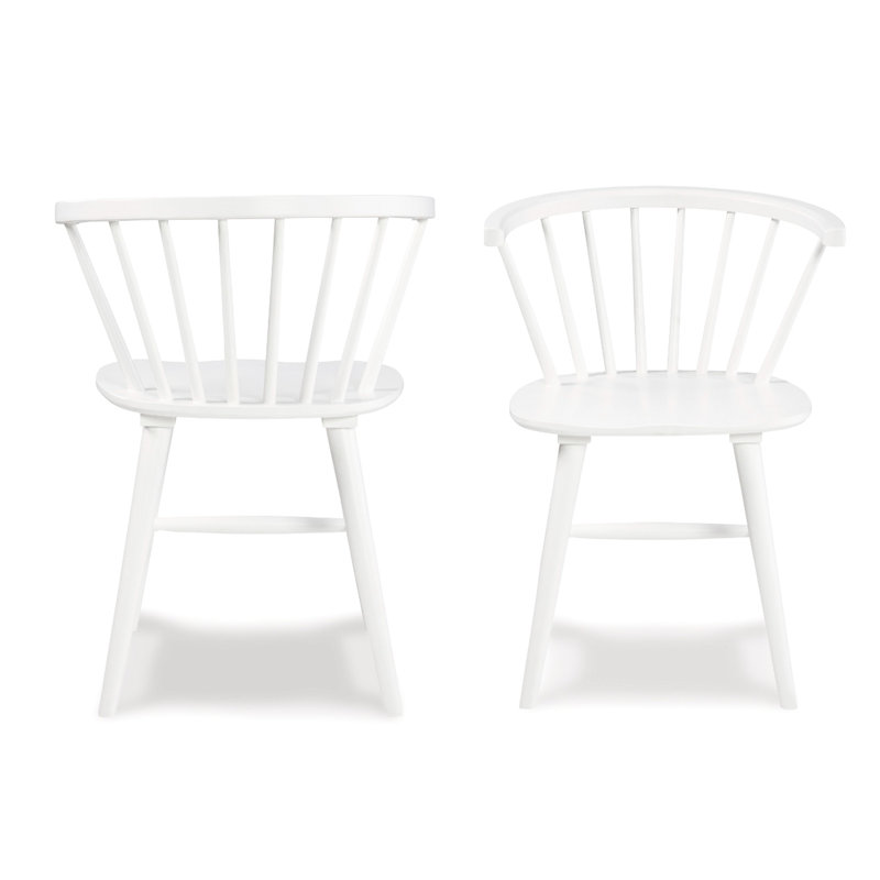 De 2 chaises à dossier en bois blanc à broche - siège moderne et élégant 2 chaises de salle à manger en bois pour un look élégant