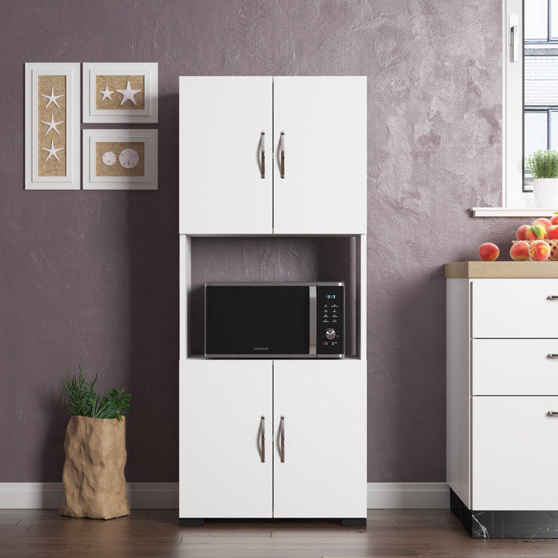 Armoire polyvalente moderne Rowson, blanche, 23,4 x 56,3 x 12,6 pouces | 100% carton, épaisseur: 0,7 pouce | Nombreuses tablettes, conception à fixation murale | Solution de rangement élégante pour la maison ou le bureau