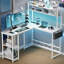 L-Shape Computer Desk 160cm x 50cm x 75cm with Adjustable Storage Rack-1905724998-1905725016