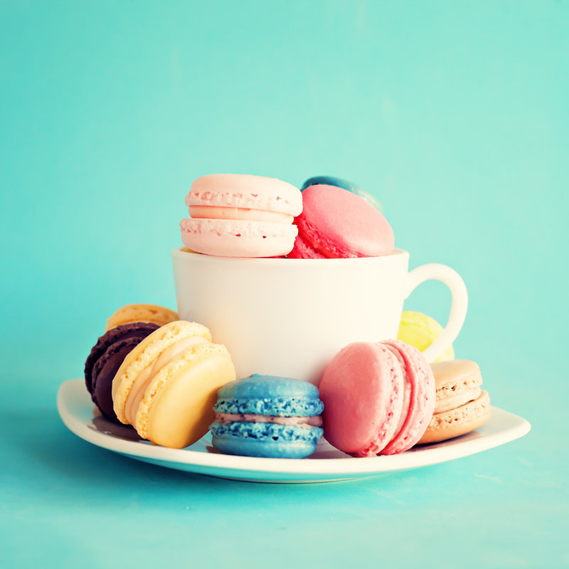 Macaroons In A Cup by Andreka - Wrapped Canvas Print, 30cm H x 30cm W