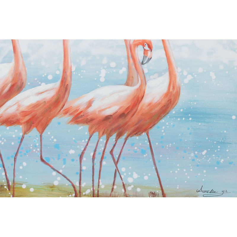 Flamingo Clique Hand Painted Acrylic Painting