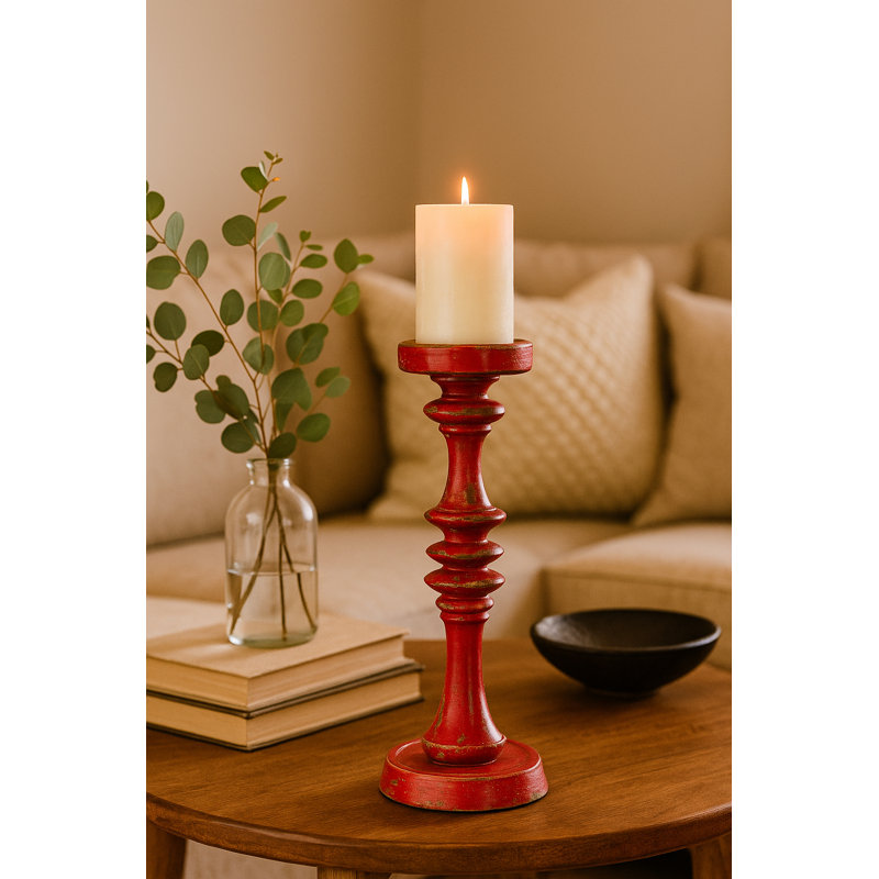 Porte-bougie colonne Baluster - moyen - rouge,  H 29 po x l 7,5 po x P 7,5 po, Rouge