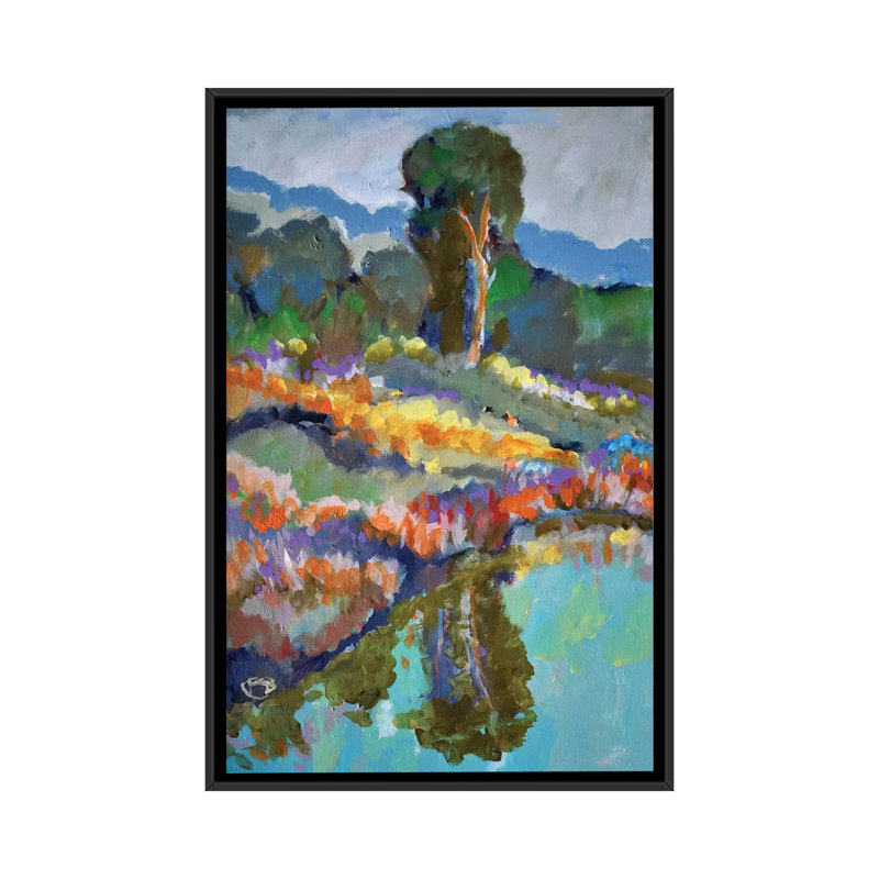 « country pond », impression sur toile, H 26 po x l 18 po x P 1,5 po, Toile avec cadre noir