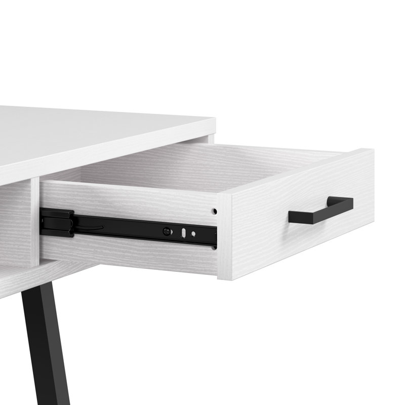 Bureau d'écriture Lachone, Chêne blanc pur / noir
