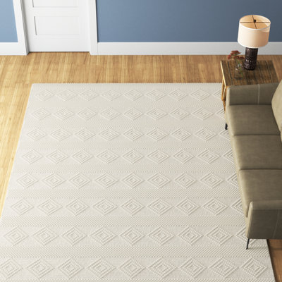 Tapis beige en laine tissé à plat Latrissa