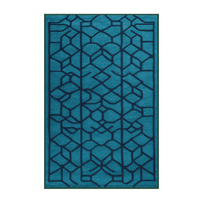 Machine Washable Trellis Green Area Rug