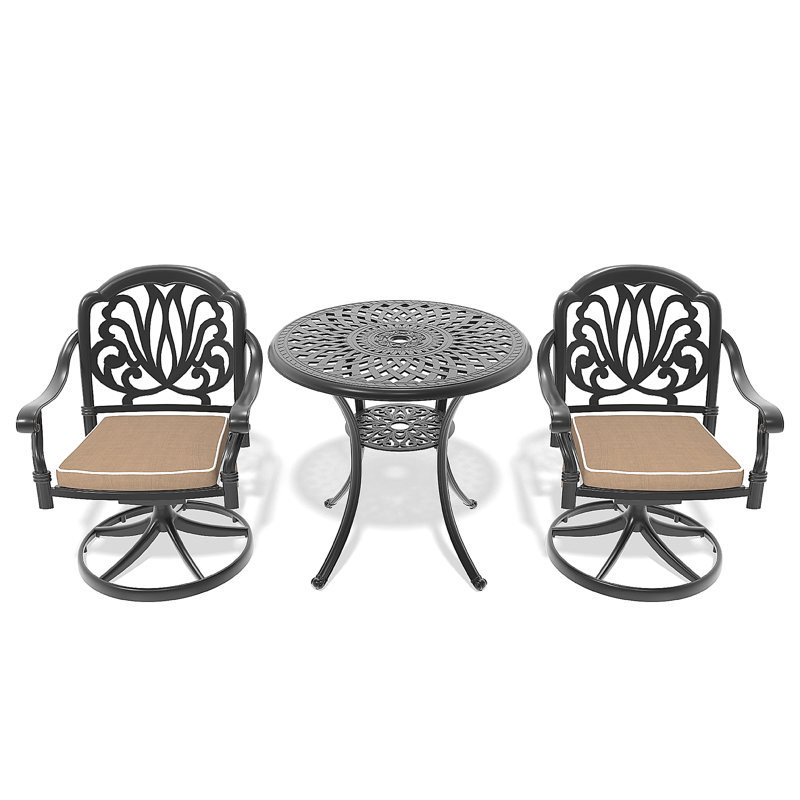Ensemble de salle à manger toutes saisons en fonte d'aluminium, avec chaises pivotantes et table ronde de 30,71 po, 2