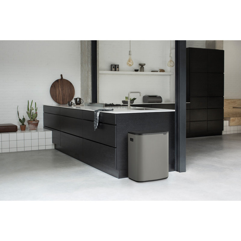Bo Touch Bin, 60 litre, with 1 inner Plastic Bucket, Mineral Concrete Grey