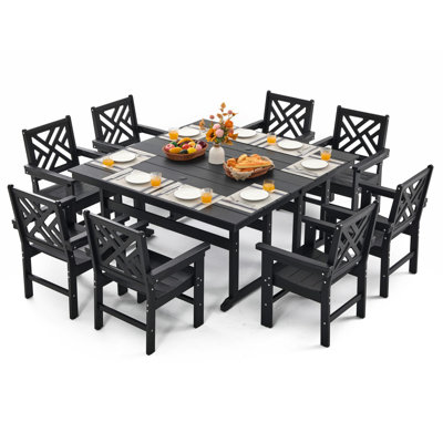 10 Piece Hdpe Outdoor Dining Set For 8 With 2 Table by Ailispato