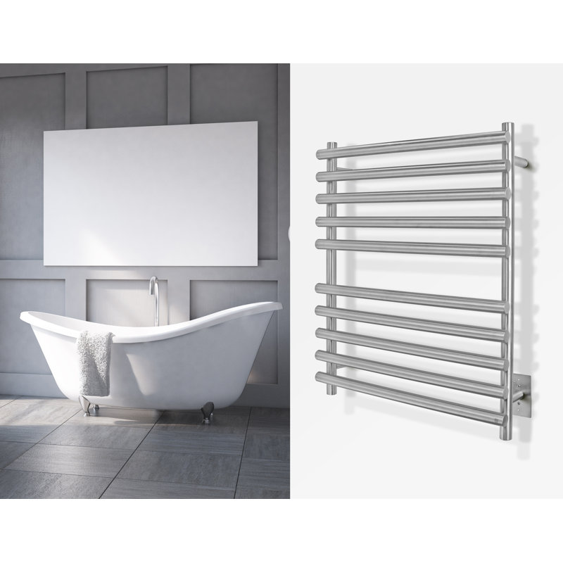 Brushed Stainless Steel Wall-Mounted 10-Bar Towel Warmer