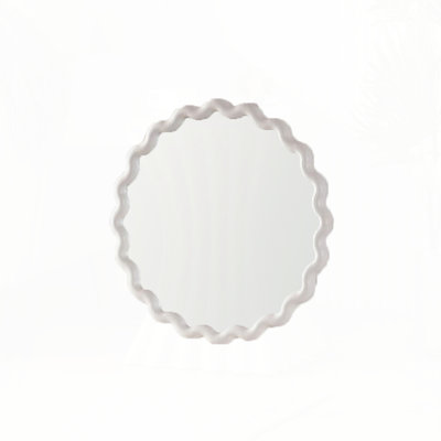 White Scalloped Round Wall Mirror
