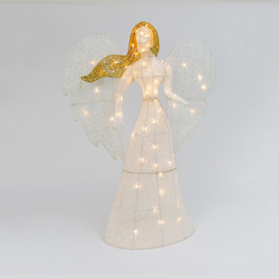 48 Inch Electric Lighted Figurine Glittering White Angel with 70 Lights
