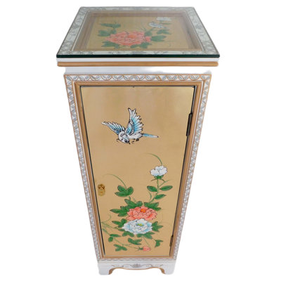 Yovela Oriental Furniture Warehouse 1 - Door Gold Leaf Asian Pedestal Cabinet