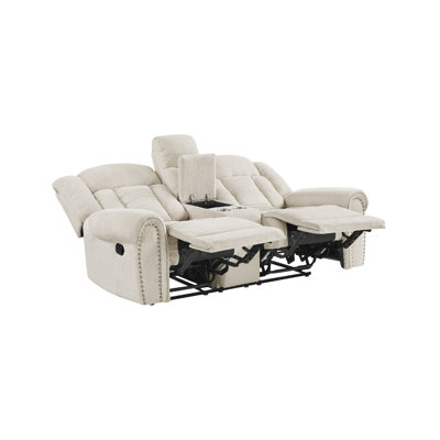 Causeuse inclinable manuelle avec console Reo, chenille beige