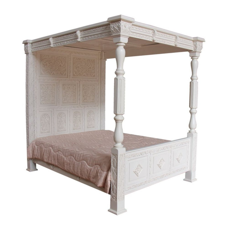 Solid Wood Bed, Super King (6'), Antique White