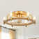 Modern 6-Light Gold Flush Mount Ceiling Fan With Remote Control