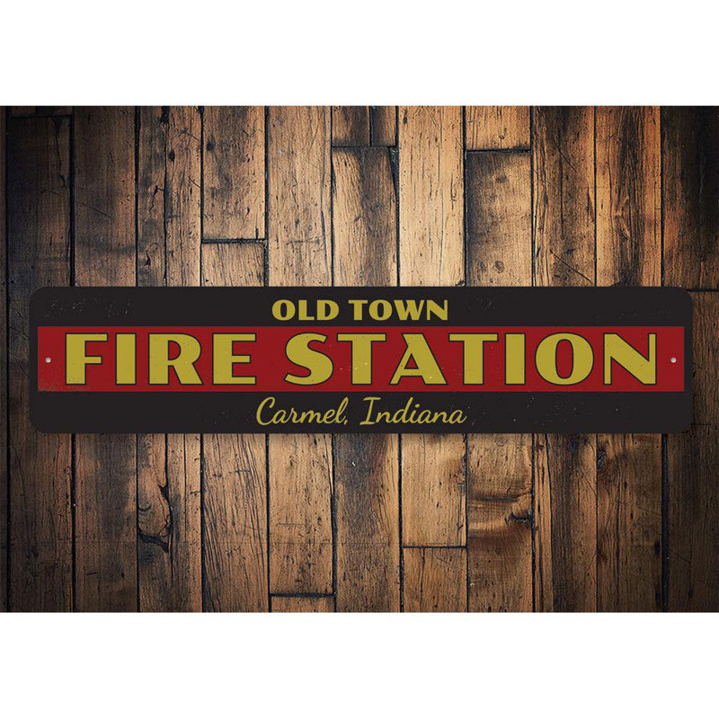 Enseigne de caserne de pompiers Old Town, H 4 po x l 18 po x P 0,04 po