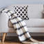 Housse de coussin décorative en coton mélangé à motifs géométriques blancs et verts-122942389