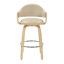 Tabouret de bar et de comptoir pivotant Mid-Century Corso avec dossier incurvé, siège rembourré et structure en bois-114194304-114194303-114194307