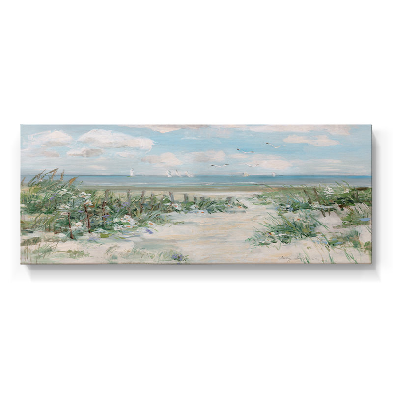 Plage de fleurs sauvages - Toile tendue avec châssis - Prêt à accrocher, H 20 po x l 50 po
