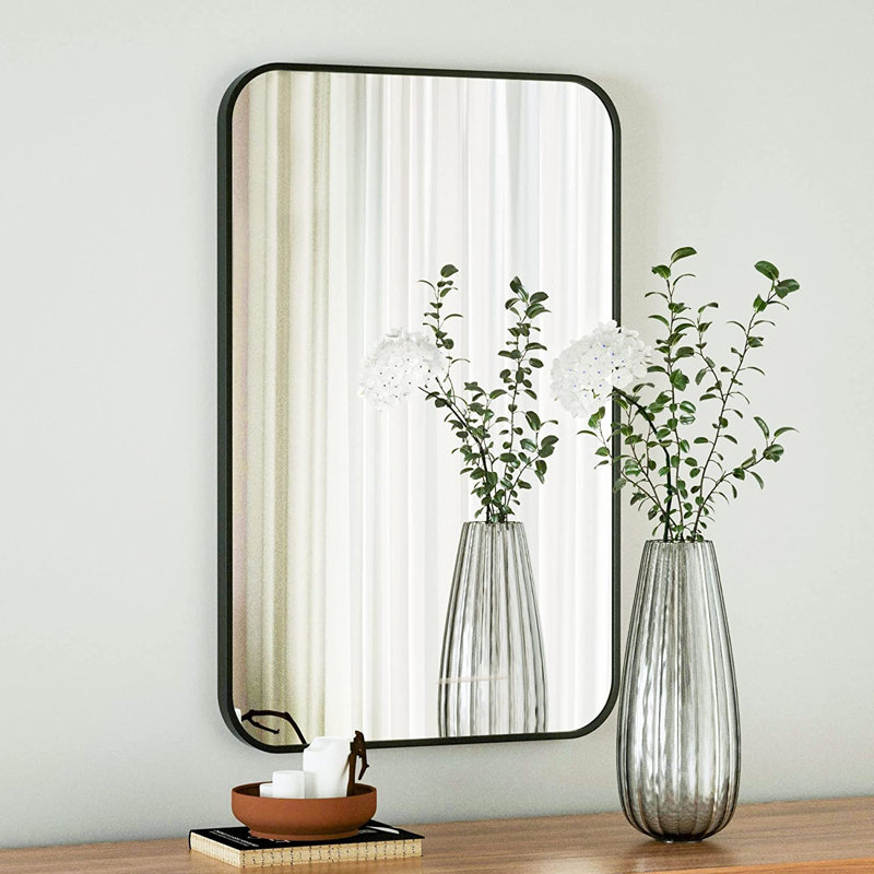 Miroir mural incassable en aluminium, Noir, 30 po x 40 po