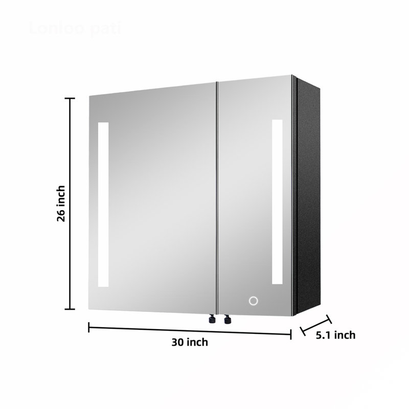 LED Mirror Medicine Cabinet with Defogger, Anti-Fog, and Dimmable Lights