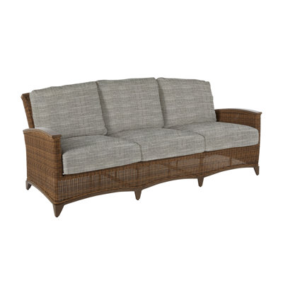 Astoria 85.13" Wide Outdoor Wicker Patio Sofa with Cushions