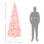 Arbre de Noël artificiel enneigé avec forme de crayon, branches réalistes en pin, lumières DEL chaudes, ouverture automatique, rose et neige-594397338