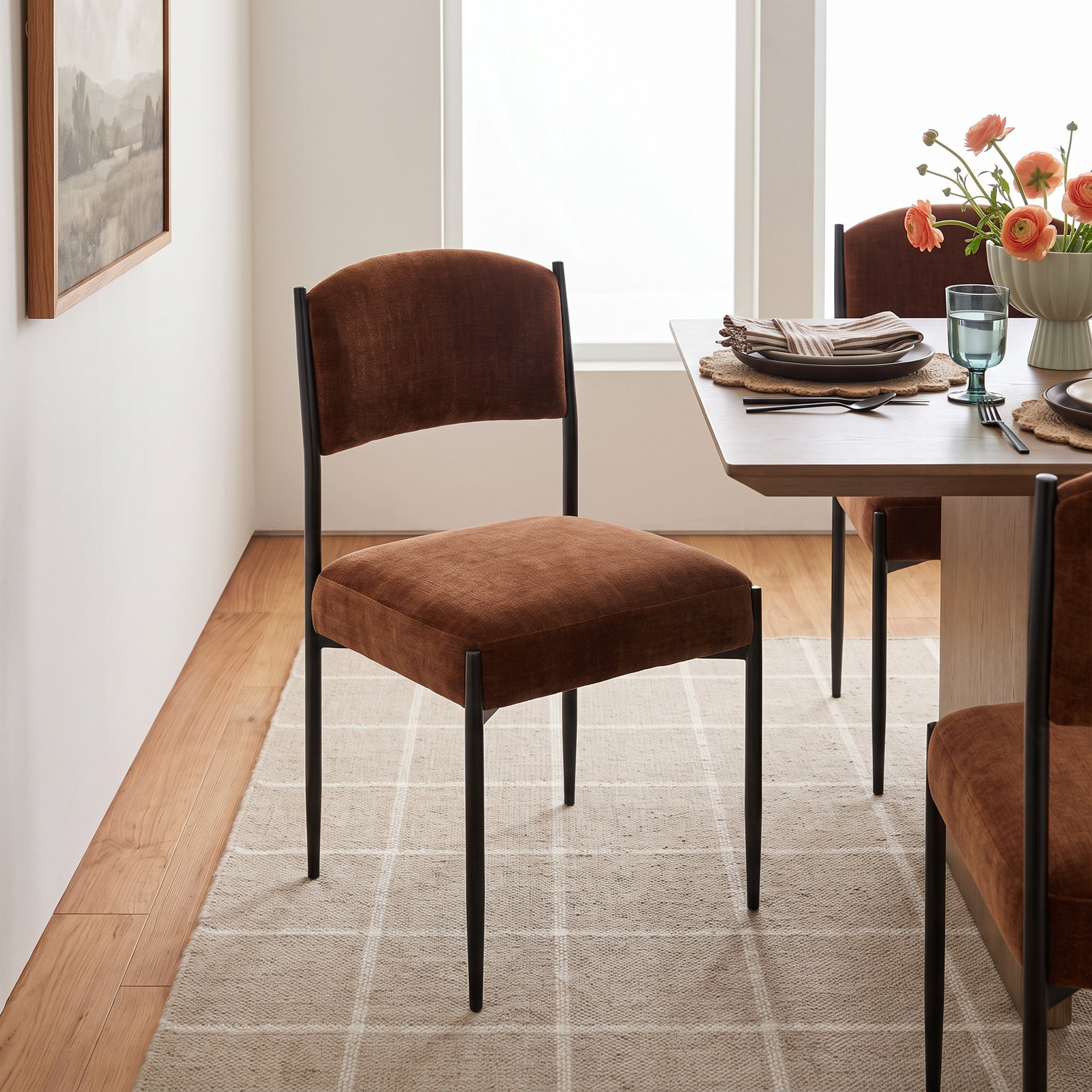 Makani Genuine Leather Dining Chair, Altair Sienna