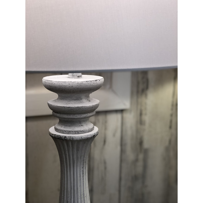Benzonia 63'' Standard Floor Lamp with 3-Way Switch - Linen Shade, White